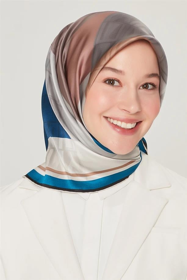 Armine İpek Eşarp Nostalji - 8516-37 Petrol Mavi Twill