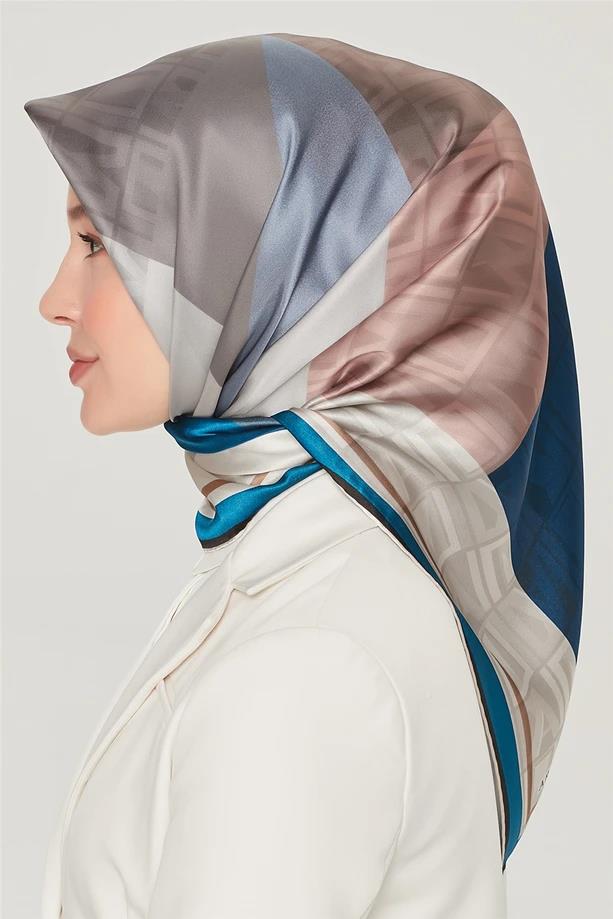 Armine İpek Eşarp Nostalji - 8516-37 Petrol Mavi Twill