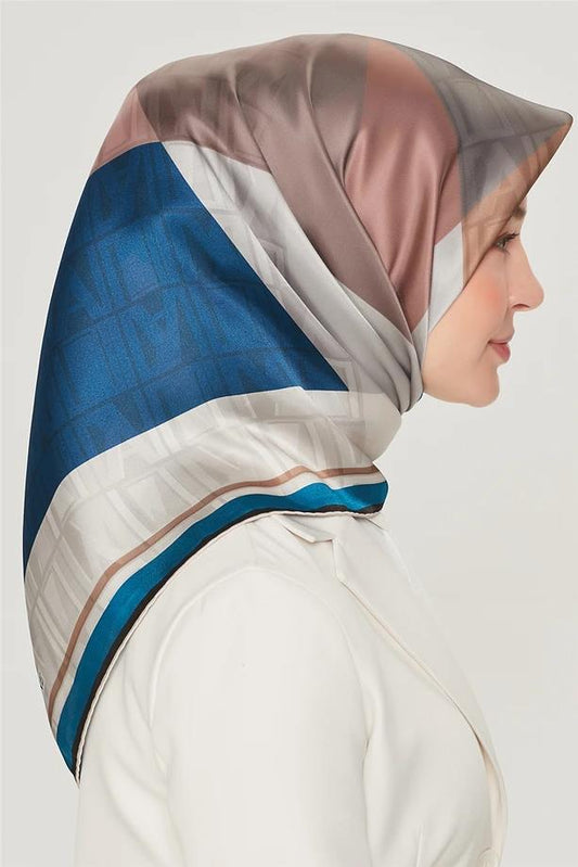 Armine İpek Eşarp Nostalji - 8516-37 Petrol Mavi Twill