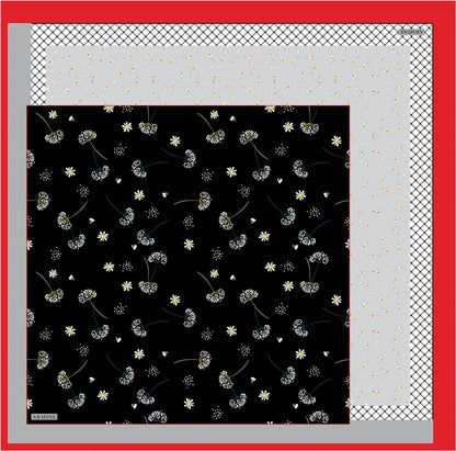 Armine İpek Eşarp Nostalji - 8517-09 Siyah Kırmızı Twill
