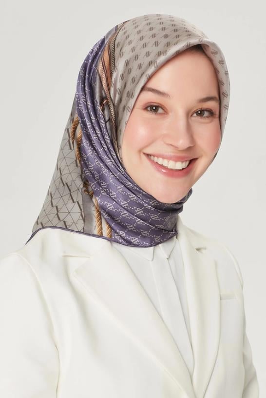 Armine İpek Eşarp Nostalji - 8519-05 Gri Mor Twill