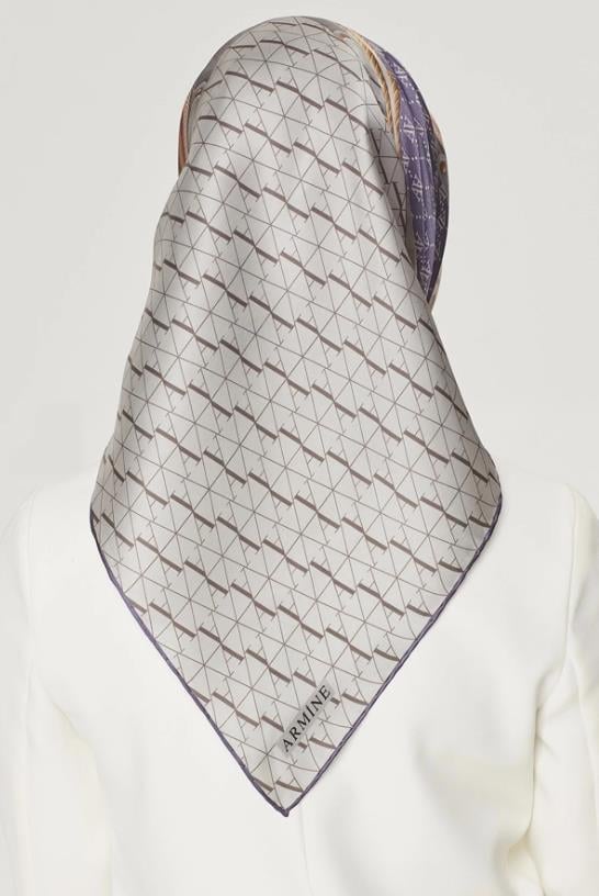 Armine İpek Eşarp Nostalji - 8519-05 Gri Mor Twill
