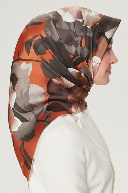 Armine İpek Eşarp Nostalji - 8534-31 Kahve Kiremit Twill