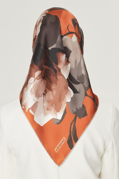 Armine İpek Eşarp Nostalji - 8534-31 Kahve Kiremit Twill
