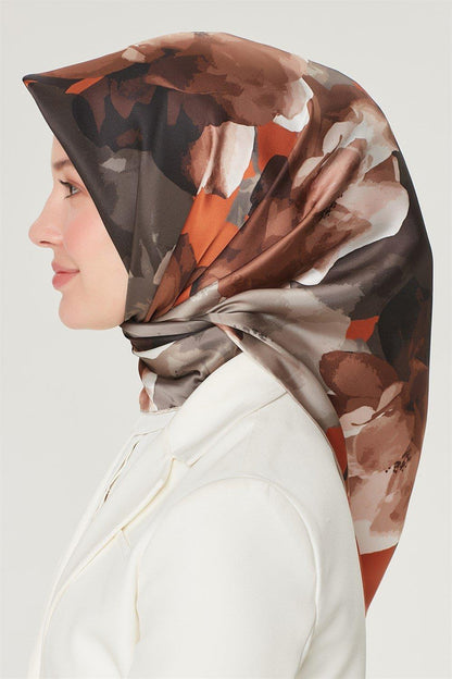Armine İpek Eşarp Nostalji - 8534-31 Kahve Kiremit Twill