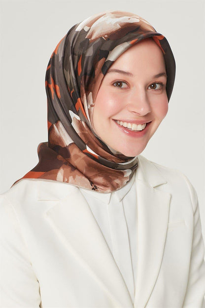 Armine İpek Eşarp Nostalji - 8534-31 Kahve Kiremit Twill