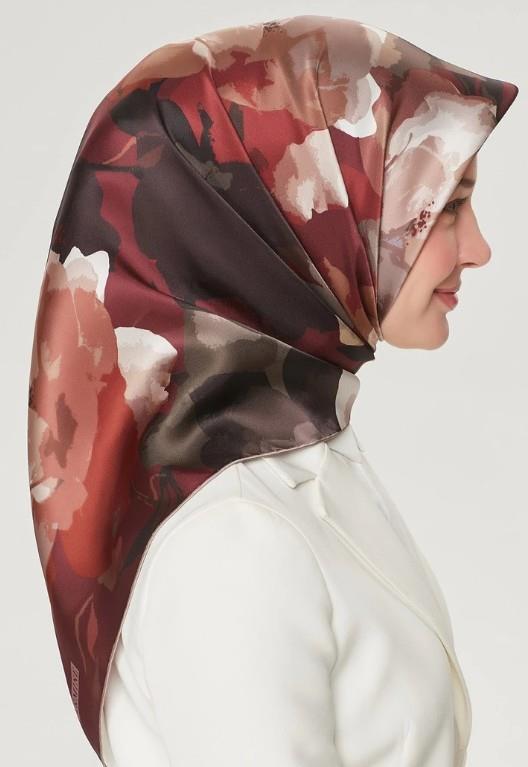 Armine İpek Eşarp Nostalji - 8534-35 Bordo Twill