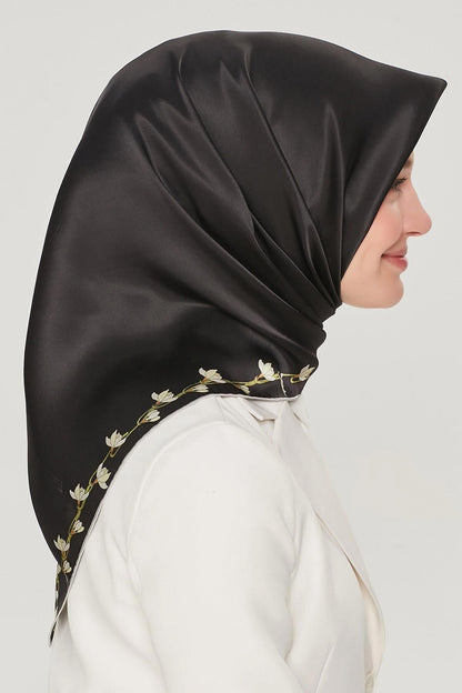 Armine İpek Eşarp Nostalji - 8553-09 Siyah Twill