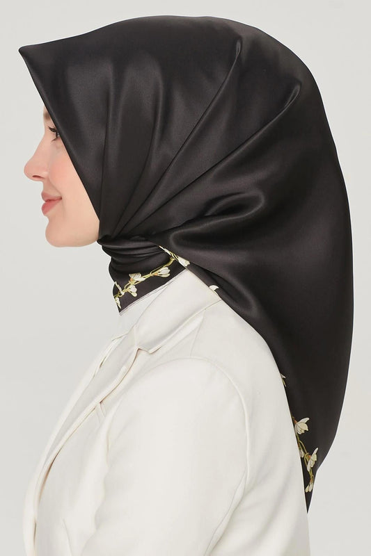 Armine İpek Eşarp Nostalji - 8553-09 Siyah Twill