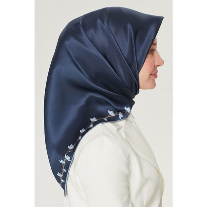 Armine İpek Eşarp Nostalji - 8553-80 Lacivert Mavi Twill