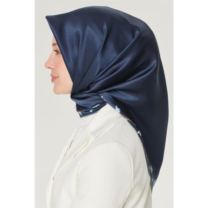 Armine İpek Eşarp Nostalji - 8553-80 Lacivert Mavi Twill