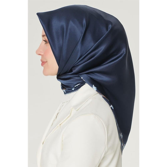 Armine İpek Eşarp Nostalji - 8553-80 Lacivert Mavi Twill