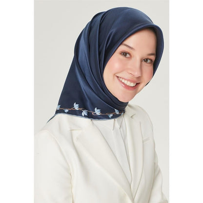 Armine İpek Eşarp Nostalji - 8553-80 Lacivert Mavi Twill