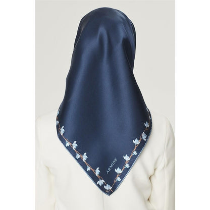 Armine İpek Eşarp Nostalji - 8553-80 Lacivert Mavi Twill
