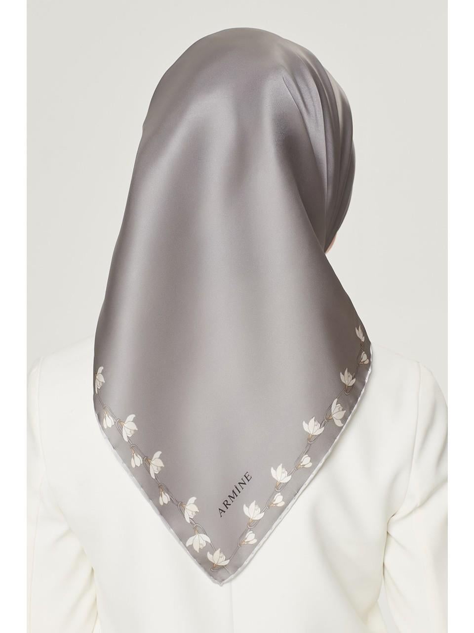 Armine İpek Eşarp Nostalji - 8553-89 Gri Twill