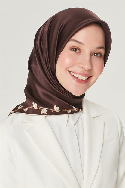 Armine İpek Eşarp Nostalji - 8553-91 Acı Kahve Twill