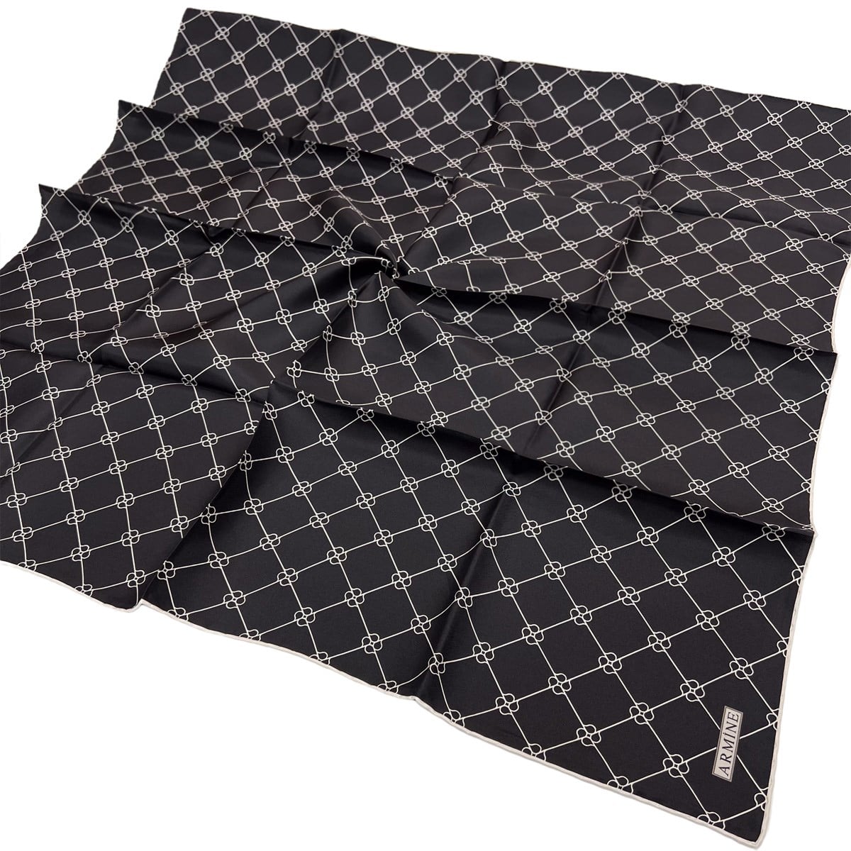 Armine İpek Eşarp Nostalji - 8555-14 Siyah Beyaz Twill