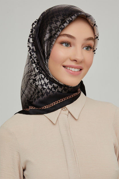 Armine İpek Eşarp Nostalji - 8612-80 Siyah Krem Twill