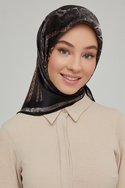Armine İpek Eşarp Nostalji - 8615-46 Siyah Sura