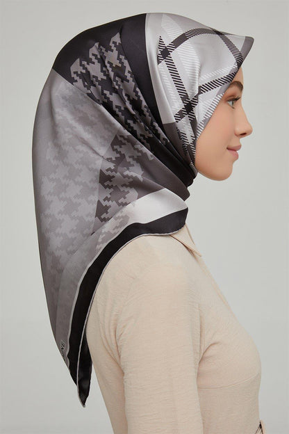 Armine İpek Eşarp Nostalji - 8620-05 Siyah Gri Twill