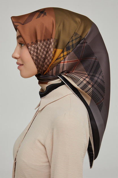 Armine İpek Eşarp Nostalji - 8620-38 Siyah Bakır Twill