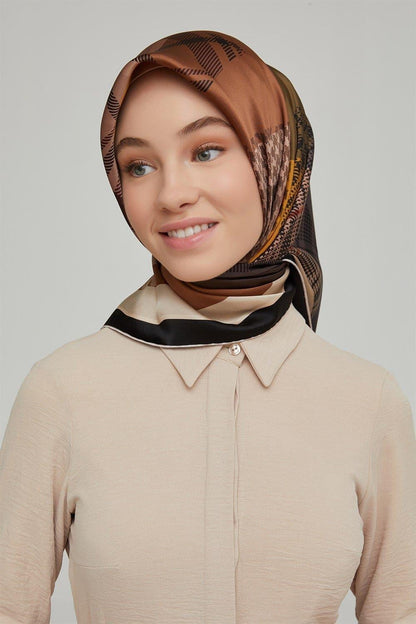 Armine İpek Eşarp Nostalji - 8620-38 Siyah Bakır Twill