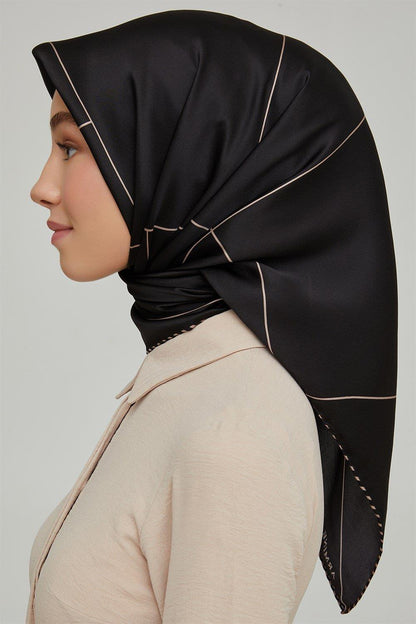 Armine İpek Eşarp Nostalji - 8655-01 Siyah Vizon Sura