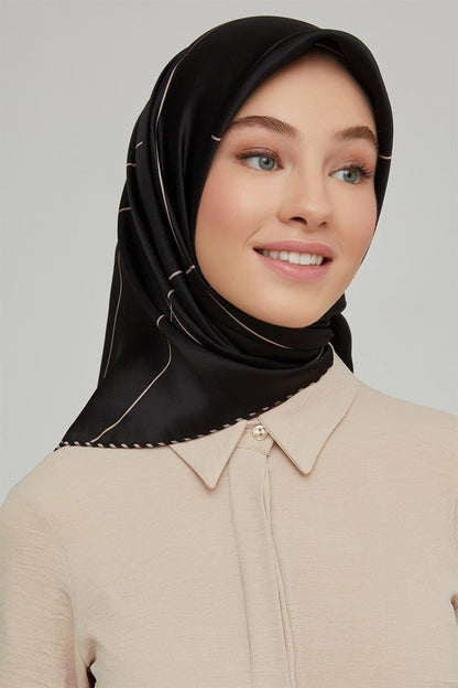 Armine İpek Eşarp Nostalji - 8655-01 Siyah Vizon Sura