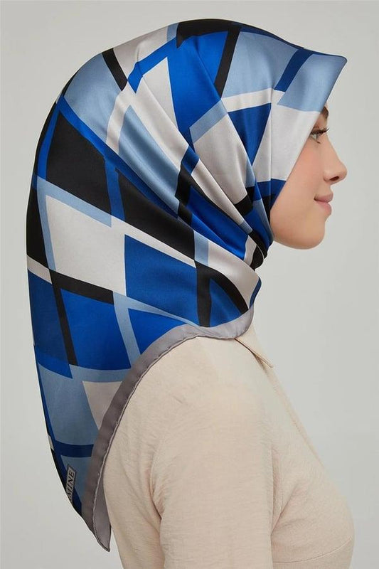 Armine İpek Eşarp Nostalji - 8664-28 Mavi Gri Twill