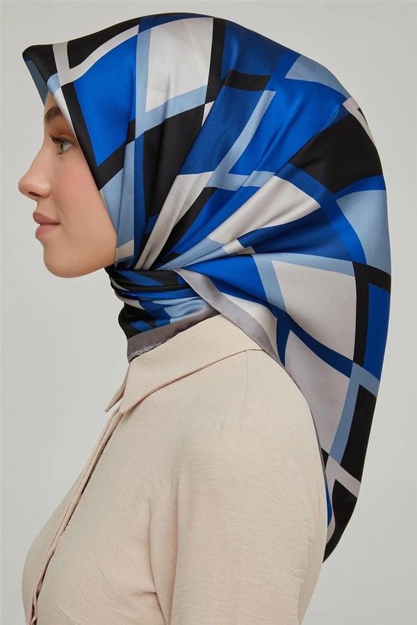 Armine İpek Eşarp Nostalji - 8664-28 Mavi Gri Twill