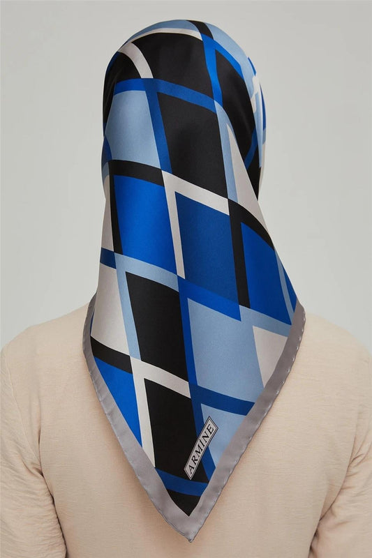 Armine İpek Eşarp Nostalji - 8664-28 Mavi Gri Twill