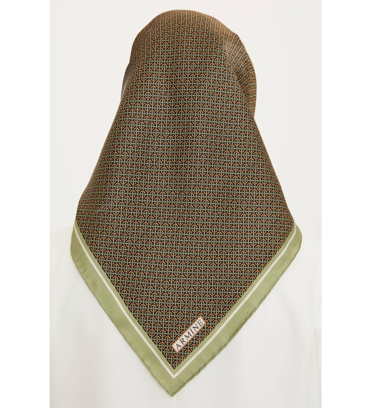 Armine İpek Eşarp Nostalji - 8733-10 Yağ Yeşili Twill