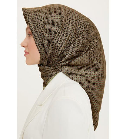 Armine İpek Eşarp Nostalji - 8733-10 Yağ Yeşili Twill