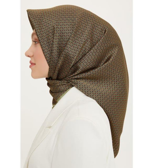 Armine İpek Eşarp Nostalji - 8733-10 Yağ Yeşili Twill