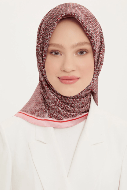 Armine İpek Eşarp Nostalji - 8733-31 Pudra Kırmızı Twill