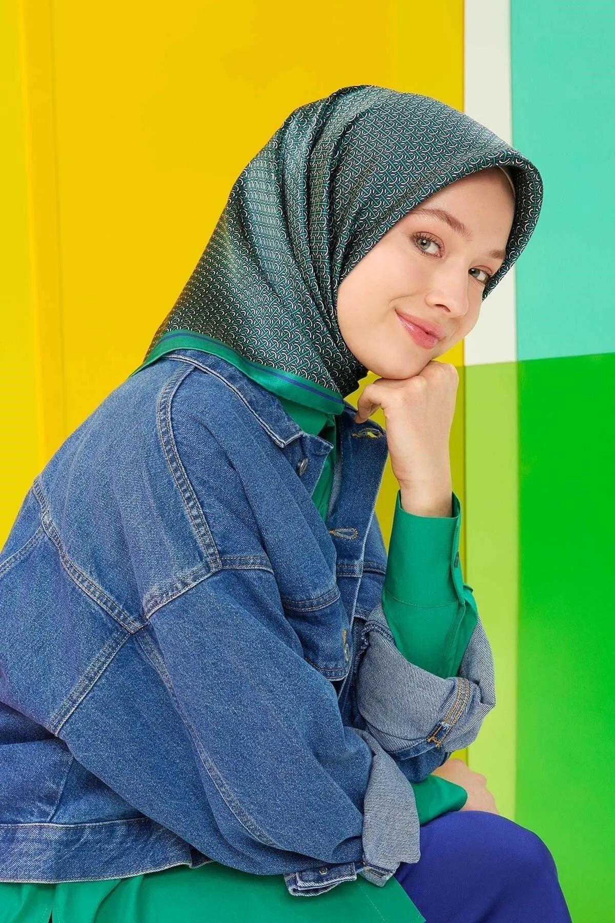 Armine İpek Eşarp Nostalji - 8733-32 Yeşil Twill