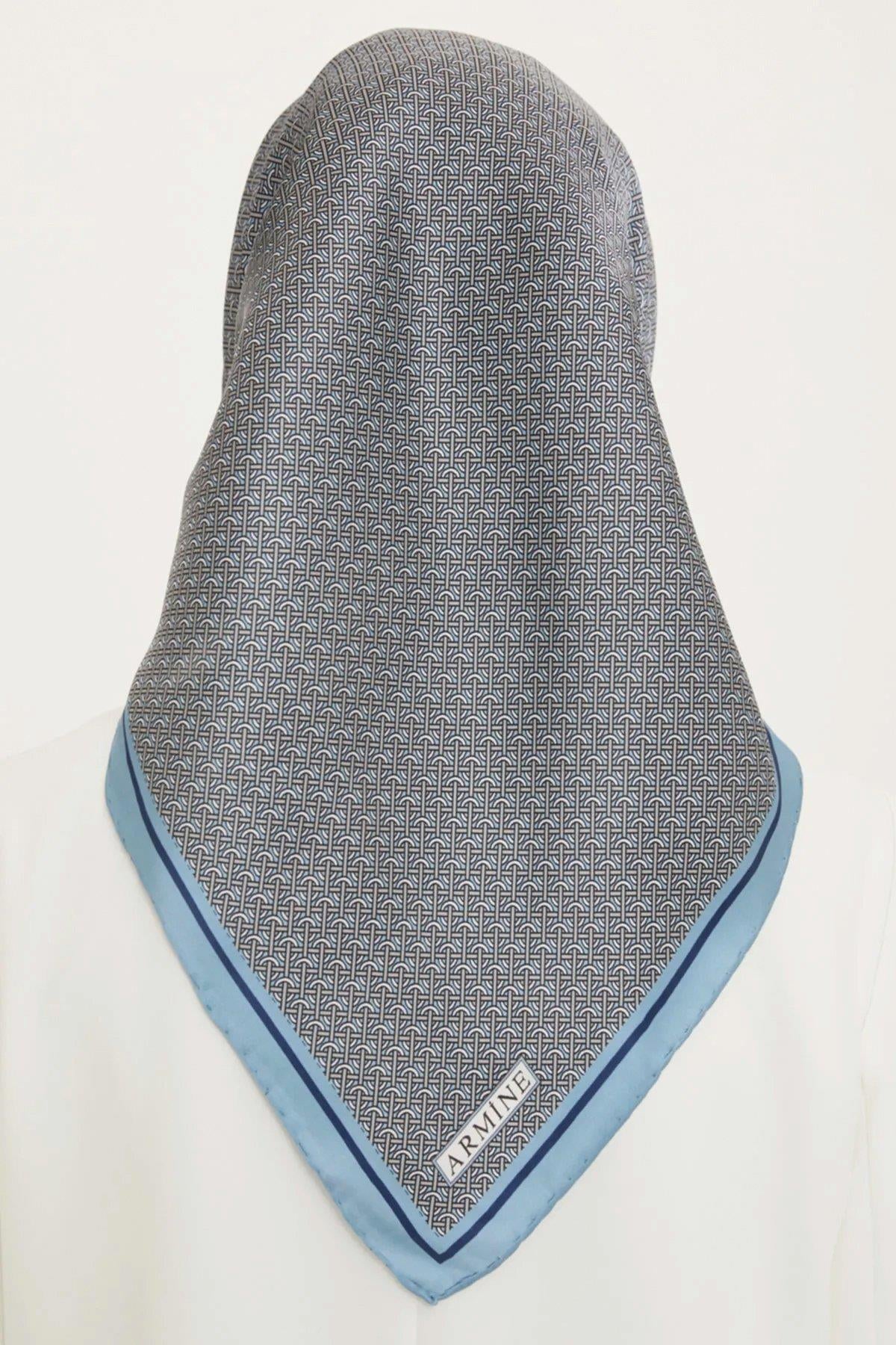 Armine İpek Eşarp Nostalji - 8733-38 Mavi Twill