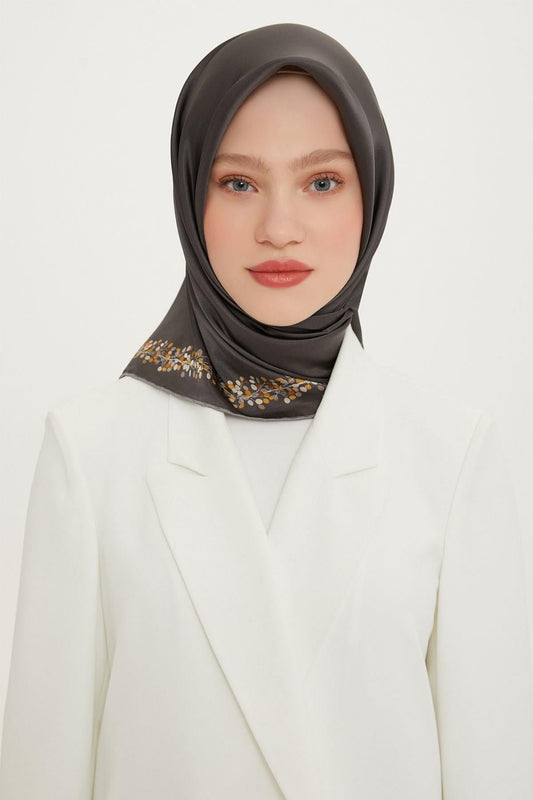 Armine İpek Eşarp Nostalji - 8765-09 Füme Twill