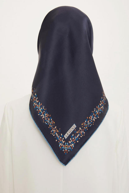 Armine İpek Eşarp Nostalji - 8765-17 Lacivert Mavi Twill