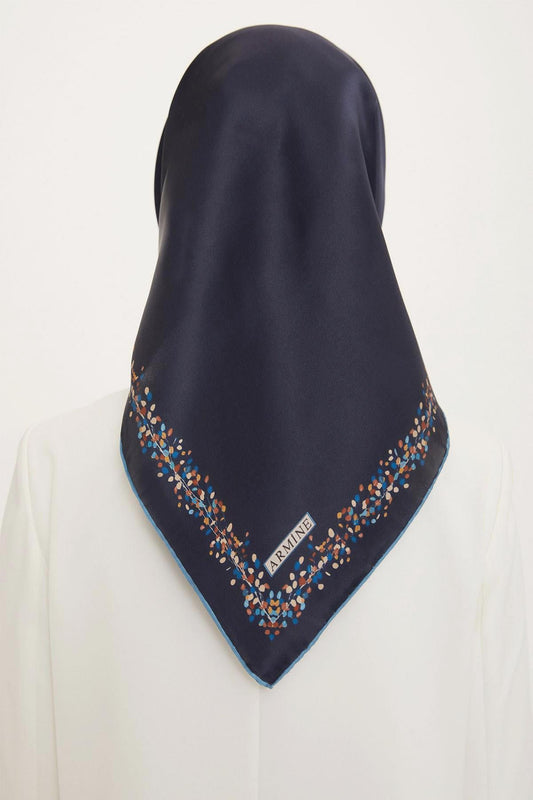 Armine İpek Eşarp Nostalji - 8765-17 Lacivert Mavi Twill