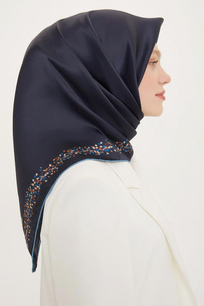 Armine İpek Eşarp Nostalji - 8765-17 Lacivert Mavi Twill