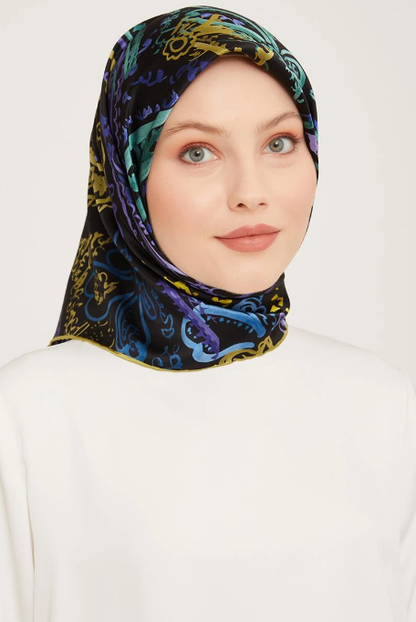 Armine İpek Eşarp Nostalji - 9037-52 Yağ Yeşili Mor Twill
