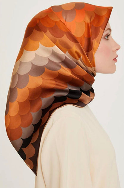 Armine İpek Eşarp Nostalji - 9212-33 Siyah Bakır Twill