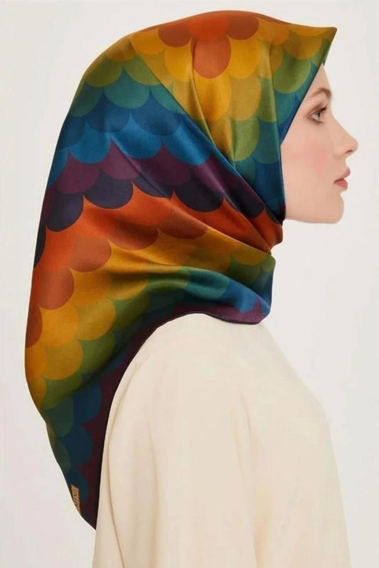Armine İpek Eşarp Nostalji - 9212-35 Mavi Yeşil Twill