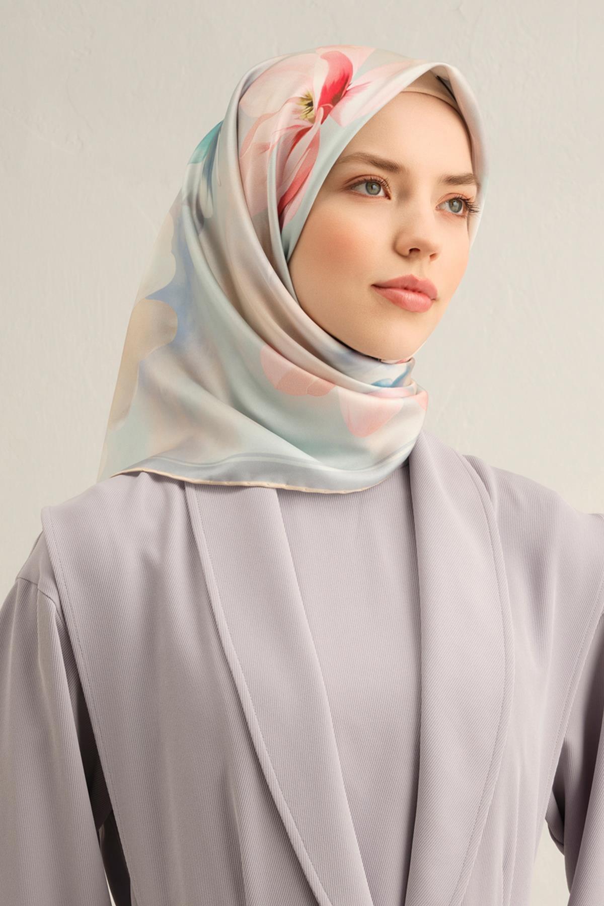 Armine İpek Eşarp Nostalji - 9305-80 Bebe Mavi Sura