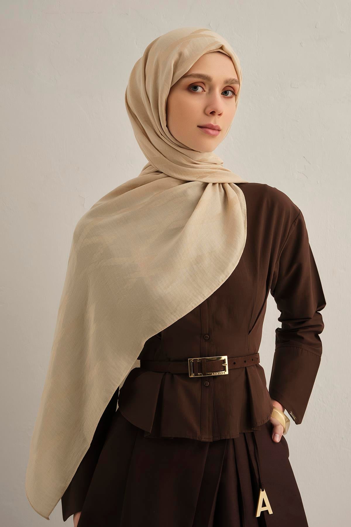 Armine Lyocell Şal - 1 - Bej 64