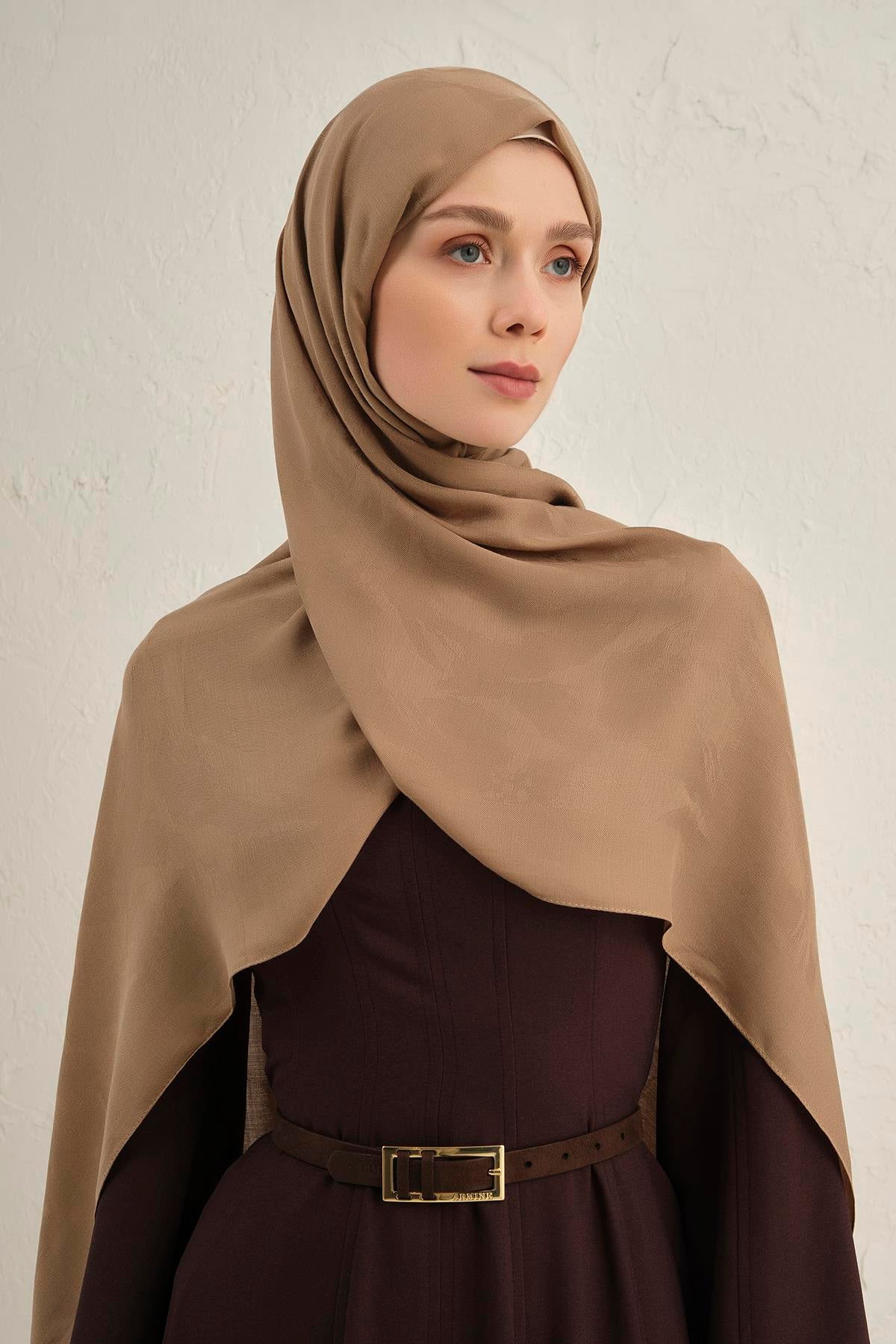 Armine Lyocell Viscon Şal - Dalga Desenli 1 - Kahve 11