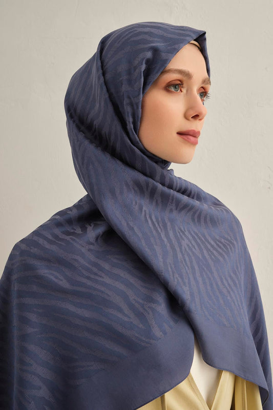 Armine Pamora Şal - Zebra Desenli 1 - Kot Mavi 26