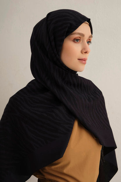 Armine Pamora Şal - Zebra Desenli 1 - Koyu Lacivert 03