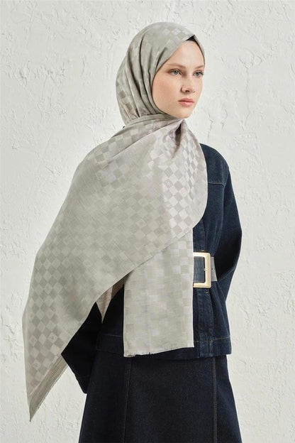 Armine Pamuk İpek Şal - Gri 22